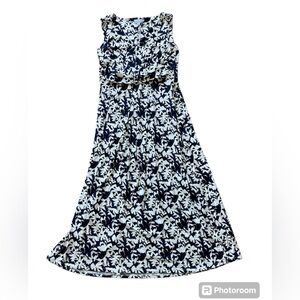 PURE COLLECTION Jersey Maxi Dress Blue Floral Print Size 12 New